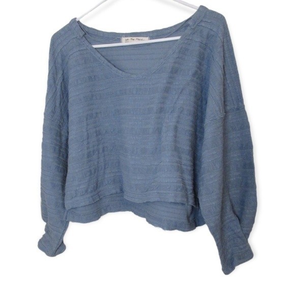 We The Free Sweater Top Calissa Hacci Blue Size Medium - Picture 3 of 10